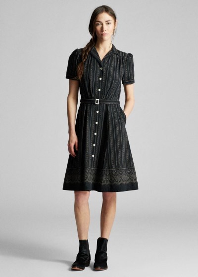 Camisa De Vestir Ralph Lauren Mujer Negros Multicolor - Belted Cotton - SNAPW7501